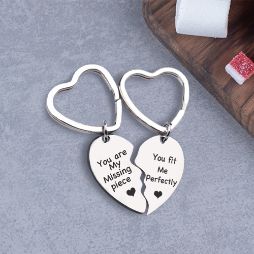 Heart-Shaped Puzzle Couples Keychains