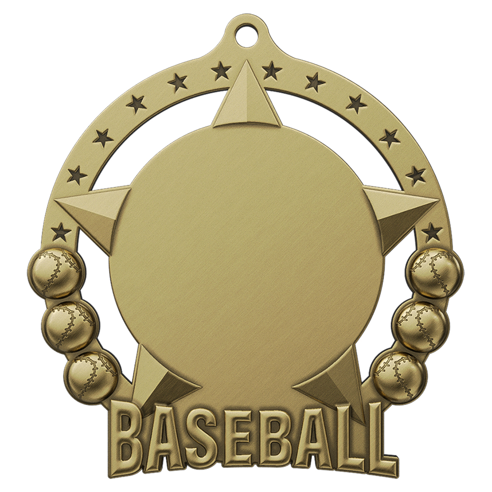 Baseball League Classic Bronze Medal antique gold