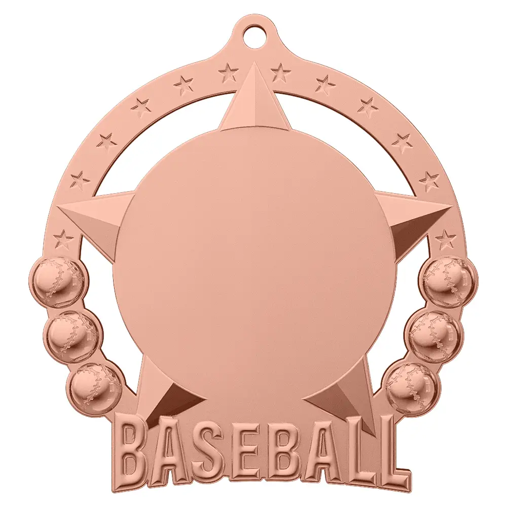 Baseball League Classic Bronze Medal shiny copper
