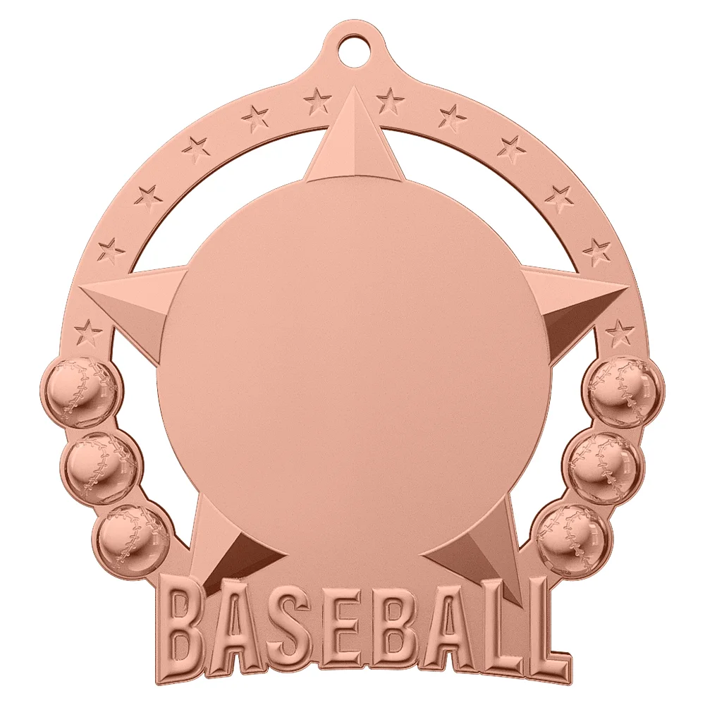 Baseball League Classic Bronze Medal shiny copper