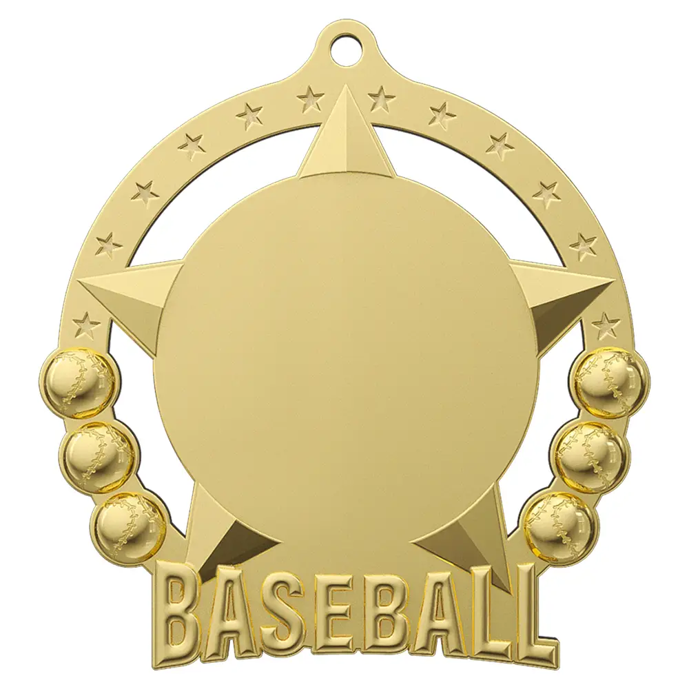 Baseball League Classic Bronze Medal shiny gold