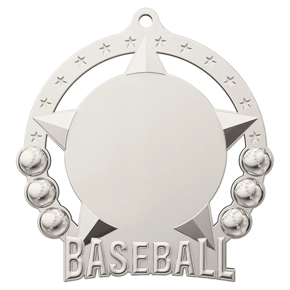 Baseball League Classic Bronze Medal shiny silver