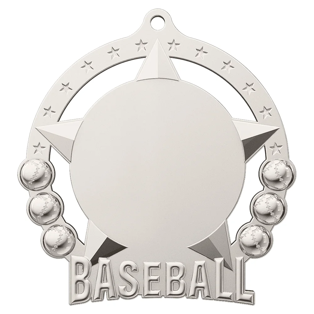 Baseball League Classic Bronze Medal shiny silver