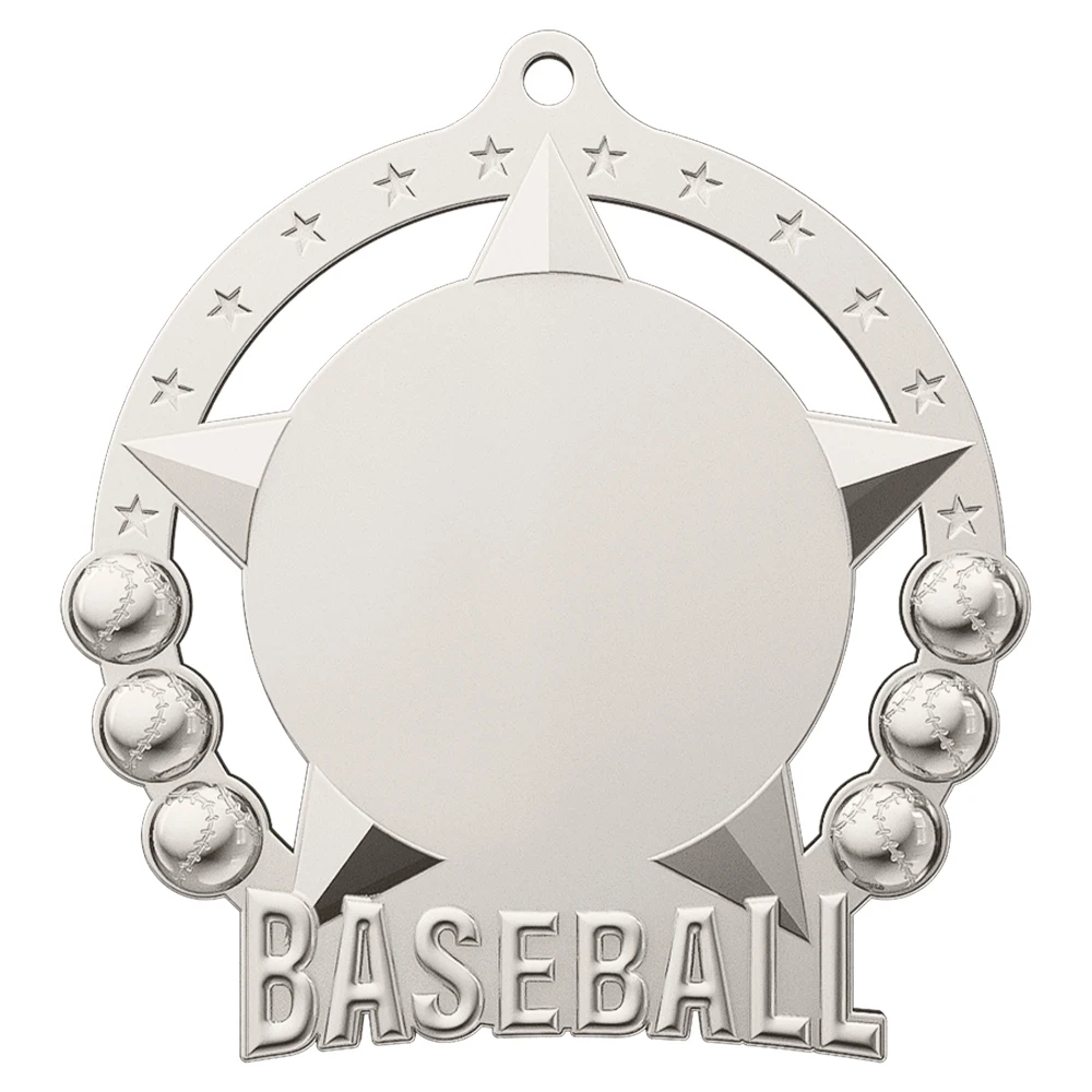 Baseball League Classic Bronze Medal shiny silver