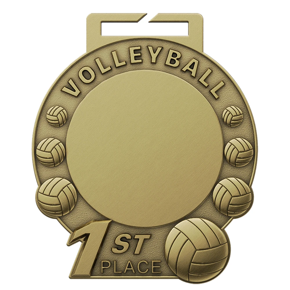 1st Place Volleyball Medal antique gold