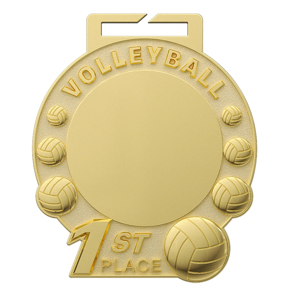 1st Place Volleyball Medal shiny gold