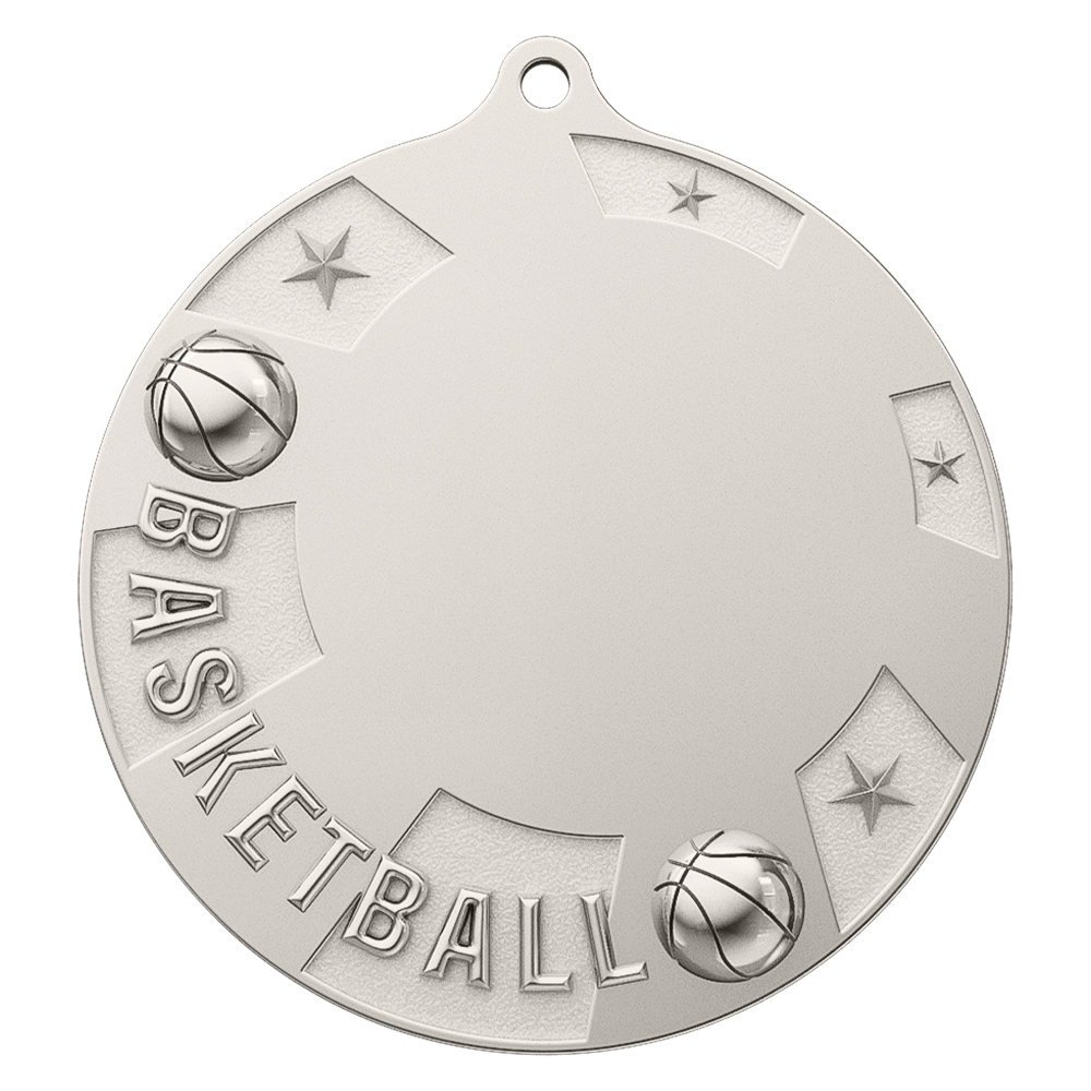 Basketball Championship Medal shiny silver