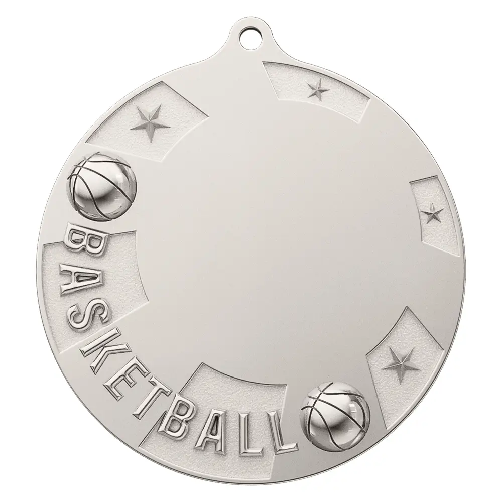 Basketball Championship Medal shiny silver