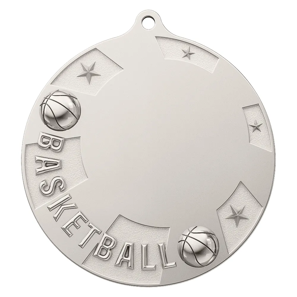 Basketball Championship Medal shiny silver Basketball Championship Medal shiny silver
