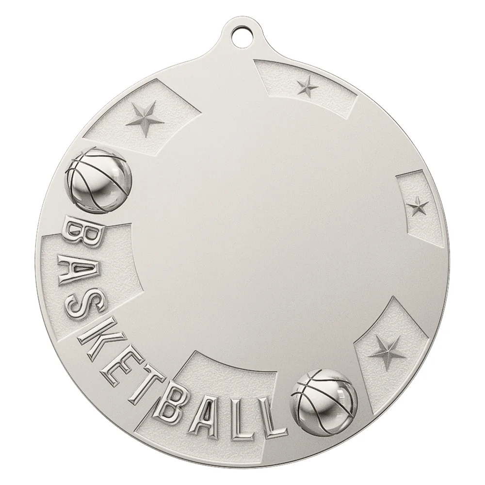 Basketball Championship Medal shiny silver
