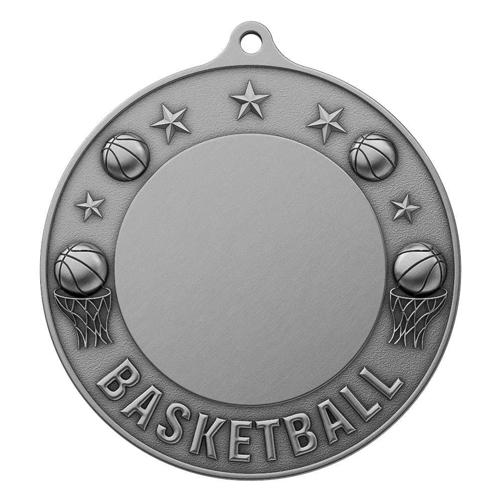 Custom Basketball Championship Medal antieque silver