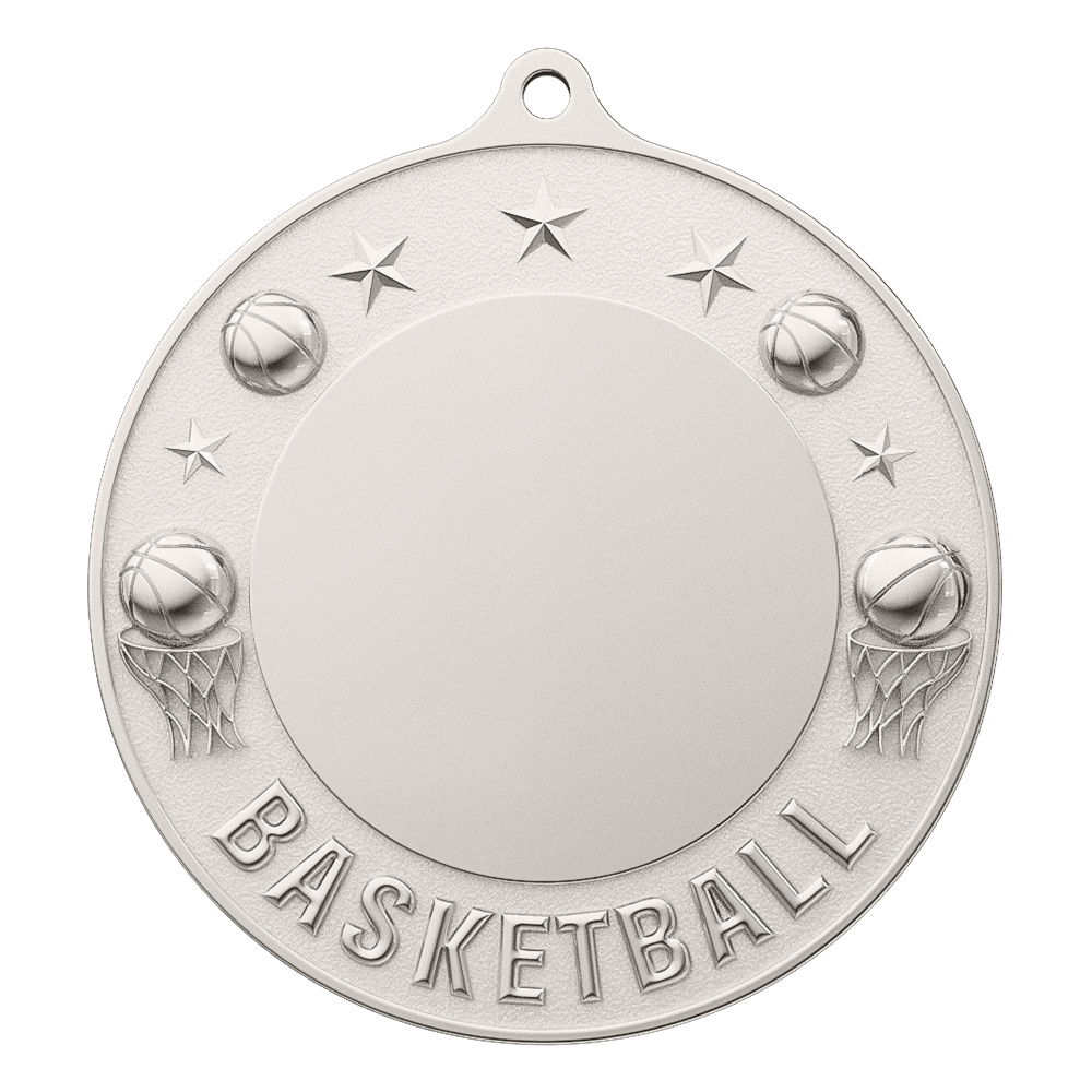 Custom Basketball Championship Medal shiny silver