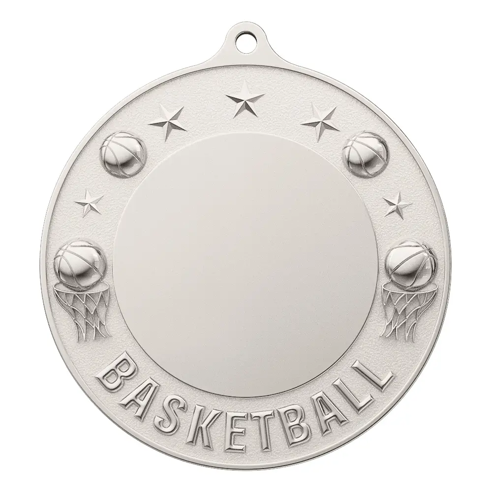 Custom Basketball Championship Medal shiny silver
