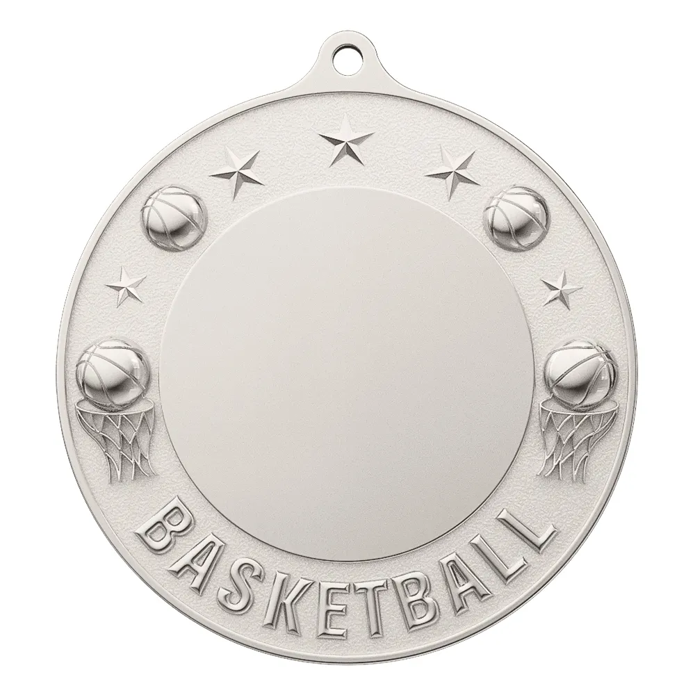 Custom Basketball Championship Medal shiny silver Custom Basketball Championship Medal shiny silver