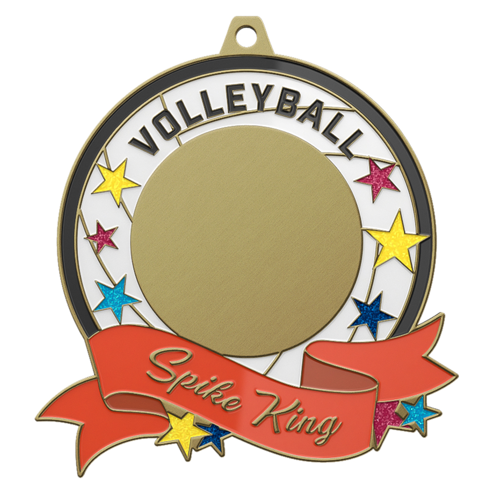 Volleyball Championship Spike King Medal antique gold
