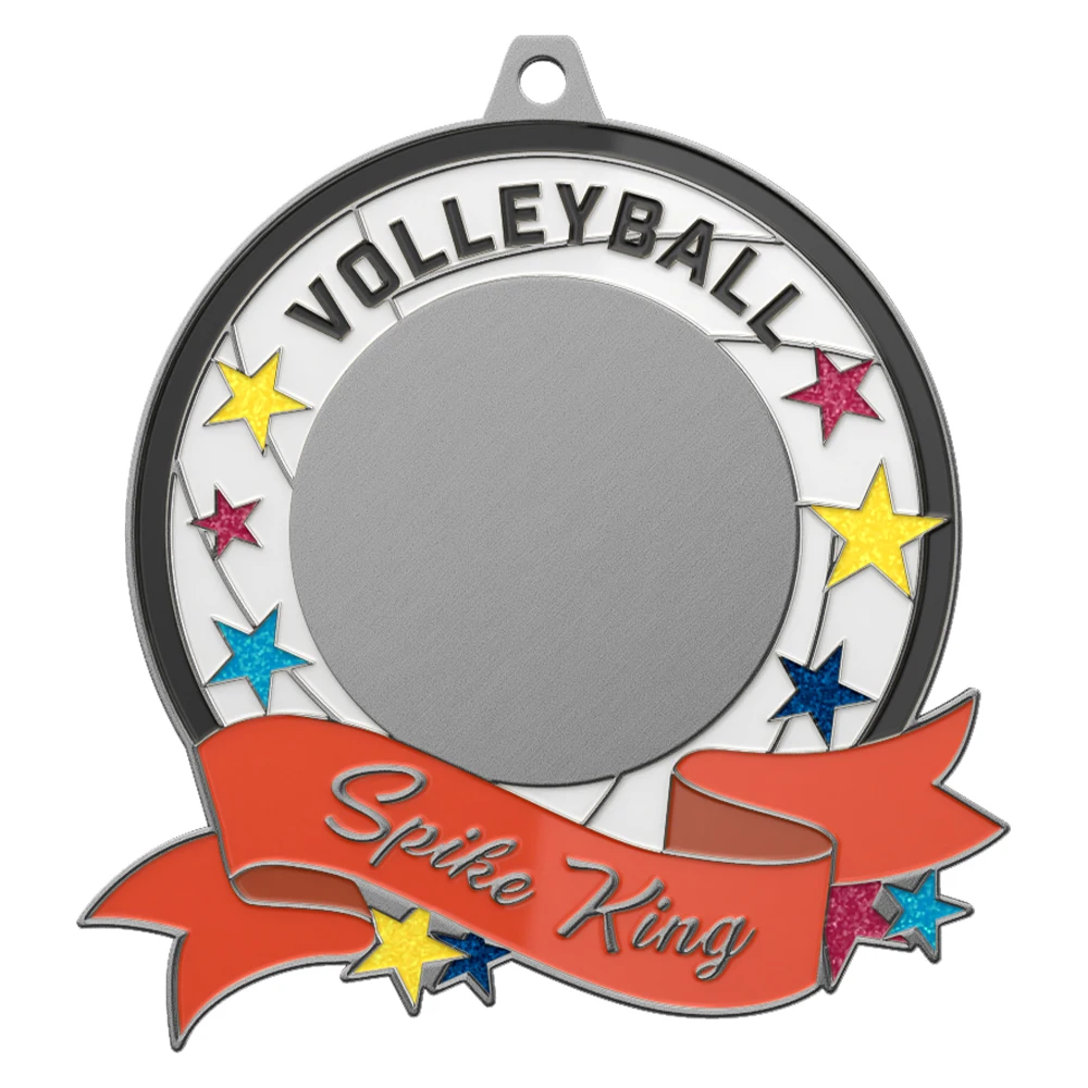 Volleyball Championship Spike King Medal antique silver