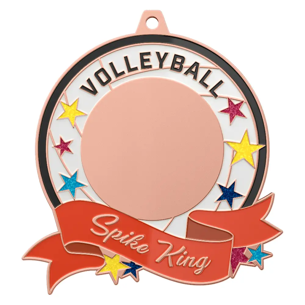 Volleyball Championship Spike King Medal shiny copper