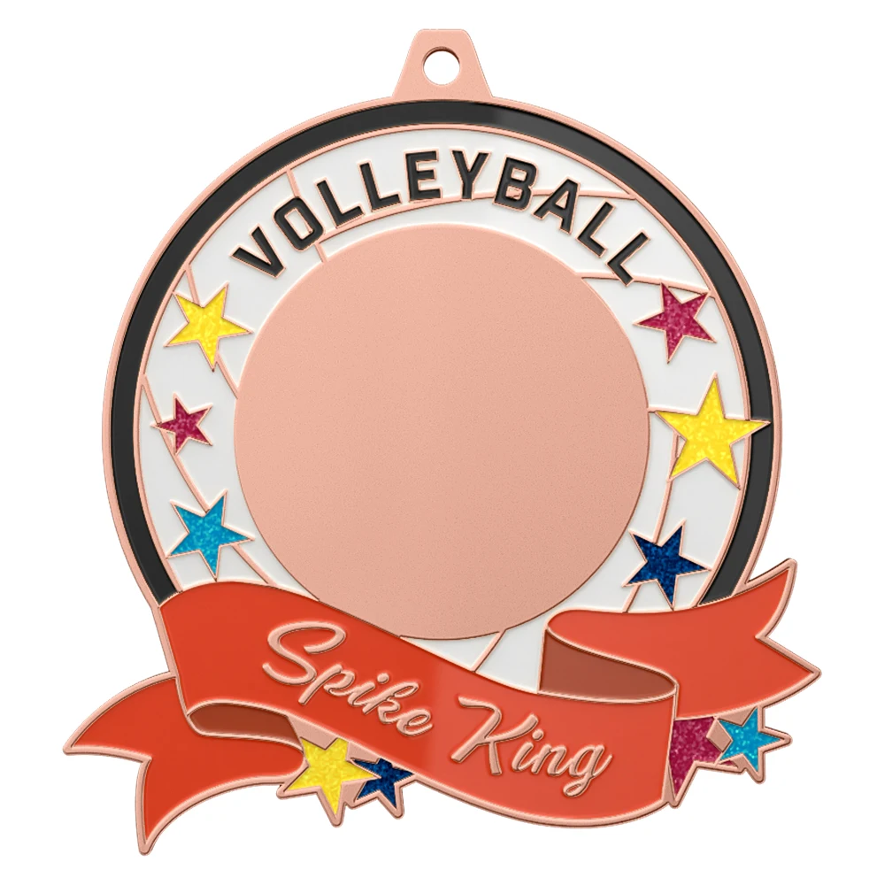 Volleyball Championship Spike King Medal shiny copper