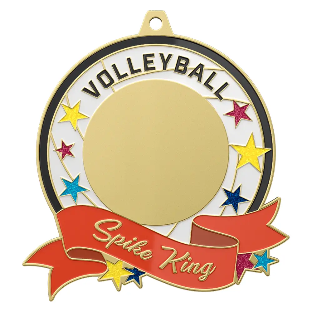 Volleyball Championship Spike King Medal shiny gold