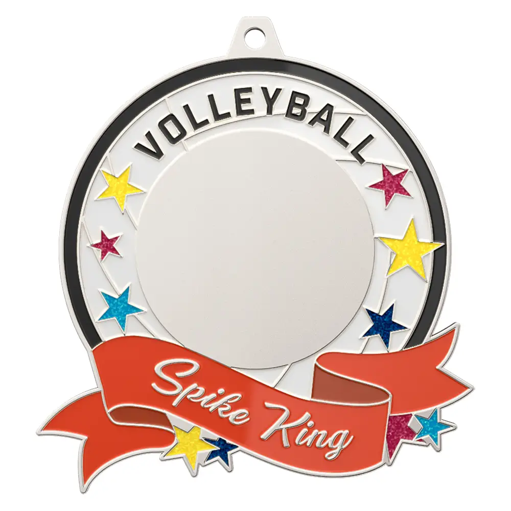 Volleyball Championship Spike King Medal shiny silver