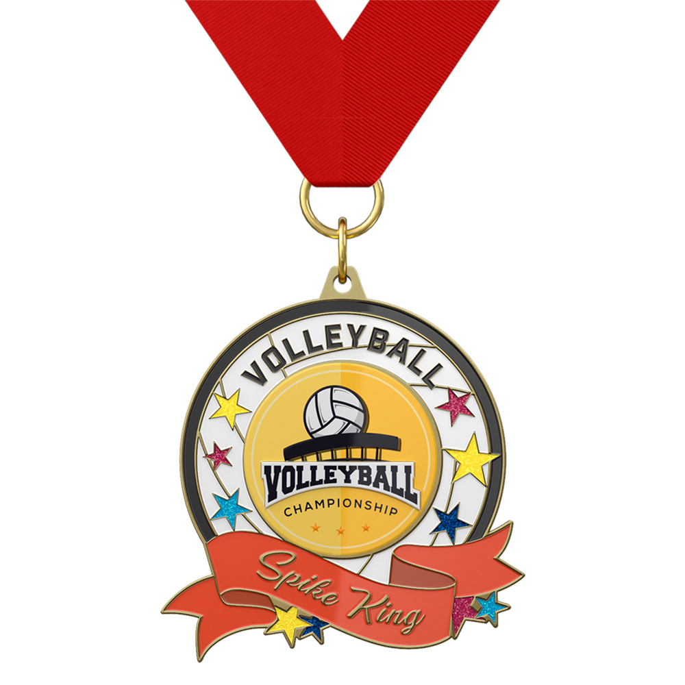 Volleyball Championship Spike King Medal with ribbon Volleyball Championship Spike King Medal with ribbon
