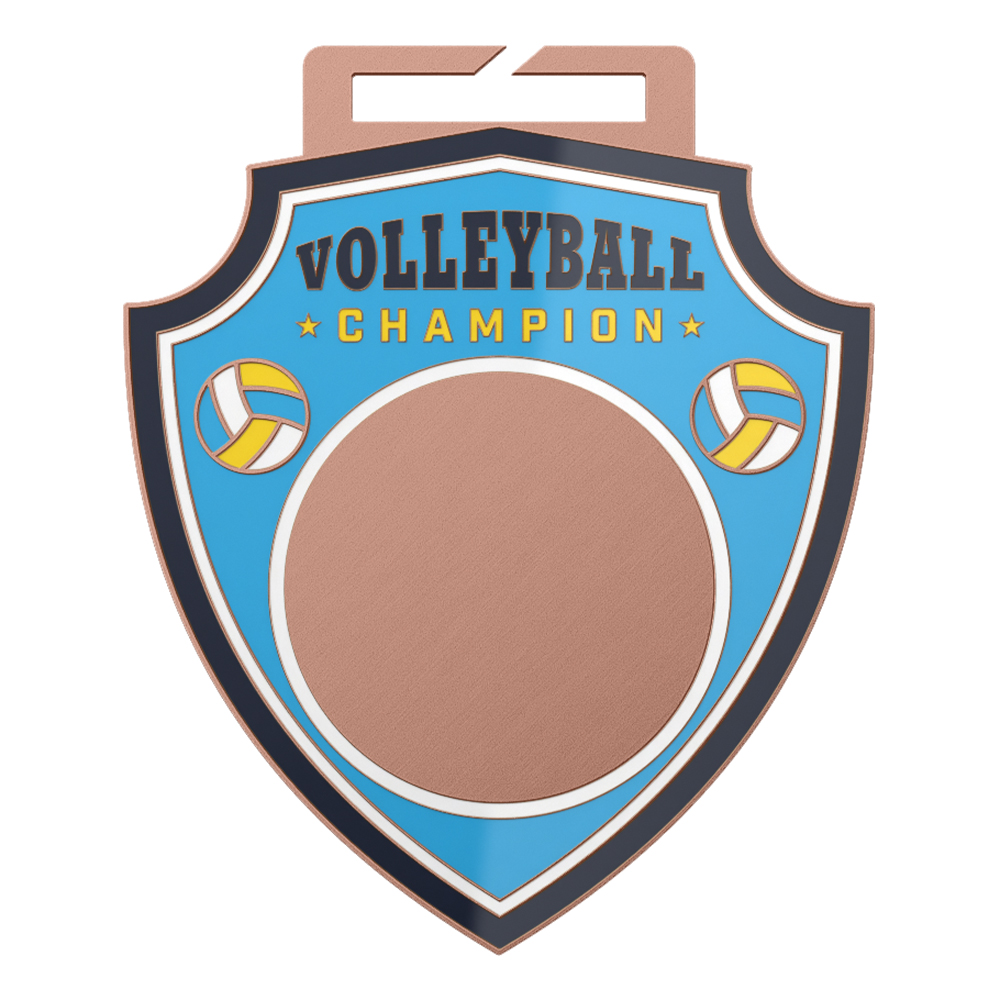Volleyball champion shield medal design antique copper