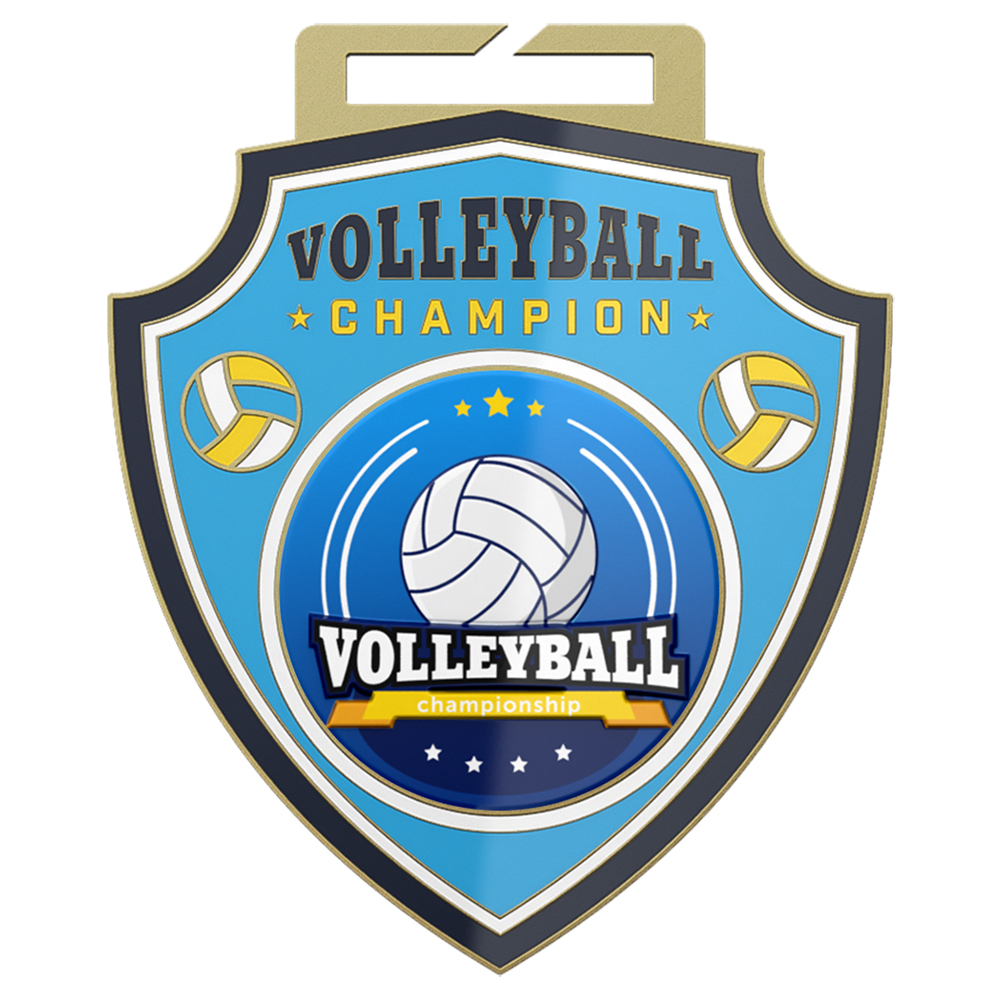 Volleyball champion shield medal design front