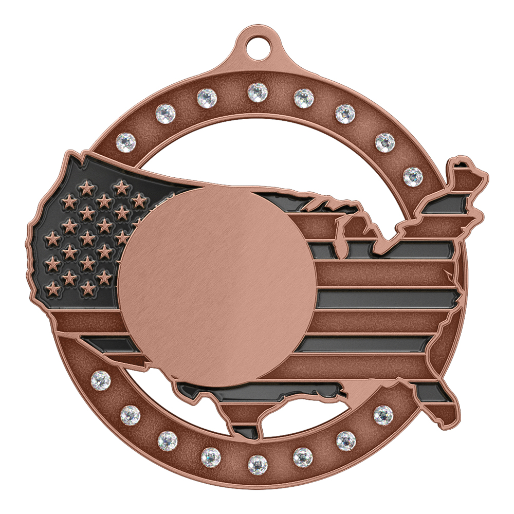 Custom Medals with Rhinestones antique copper