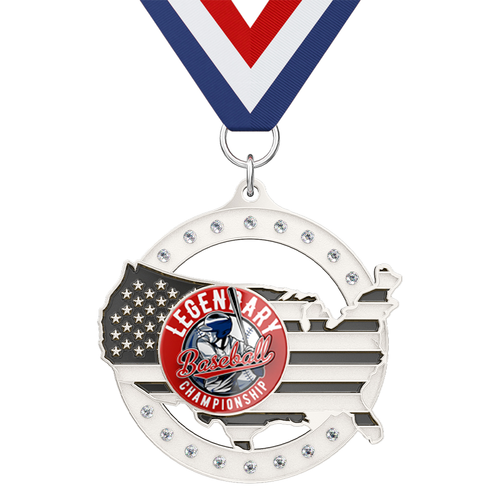 Custom Medals with Rhinestones with ribbon