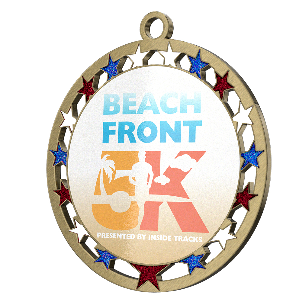5K Medal Design - Stars and Beach Theme detail