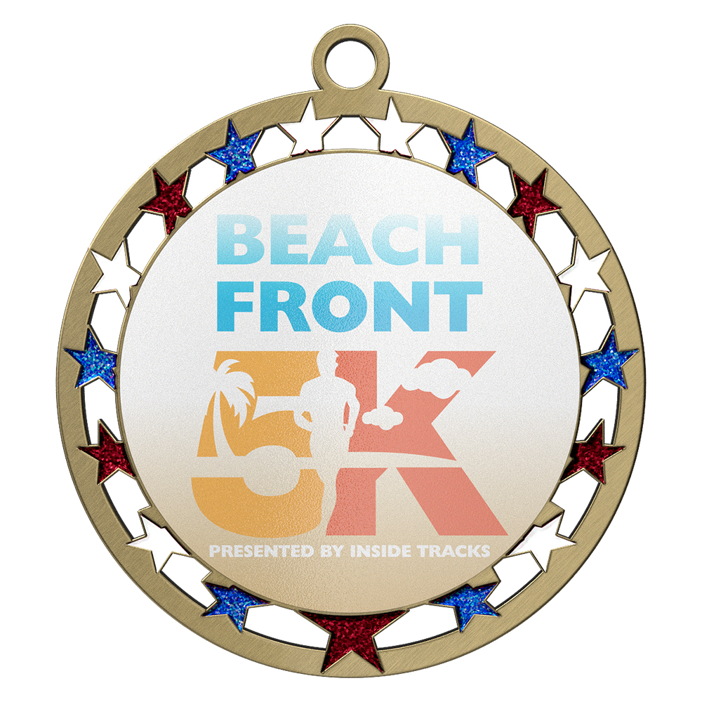 5K Medal Design - Stars and Beach Theme front