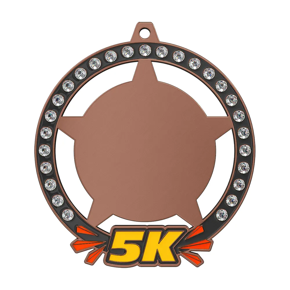 5K Medal with Rhinestones antique copper 5K Medal with Rhinestones antique copper