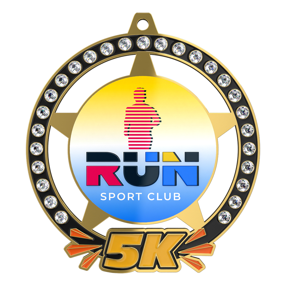 5K Medal with Rhinestones front