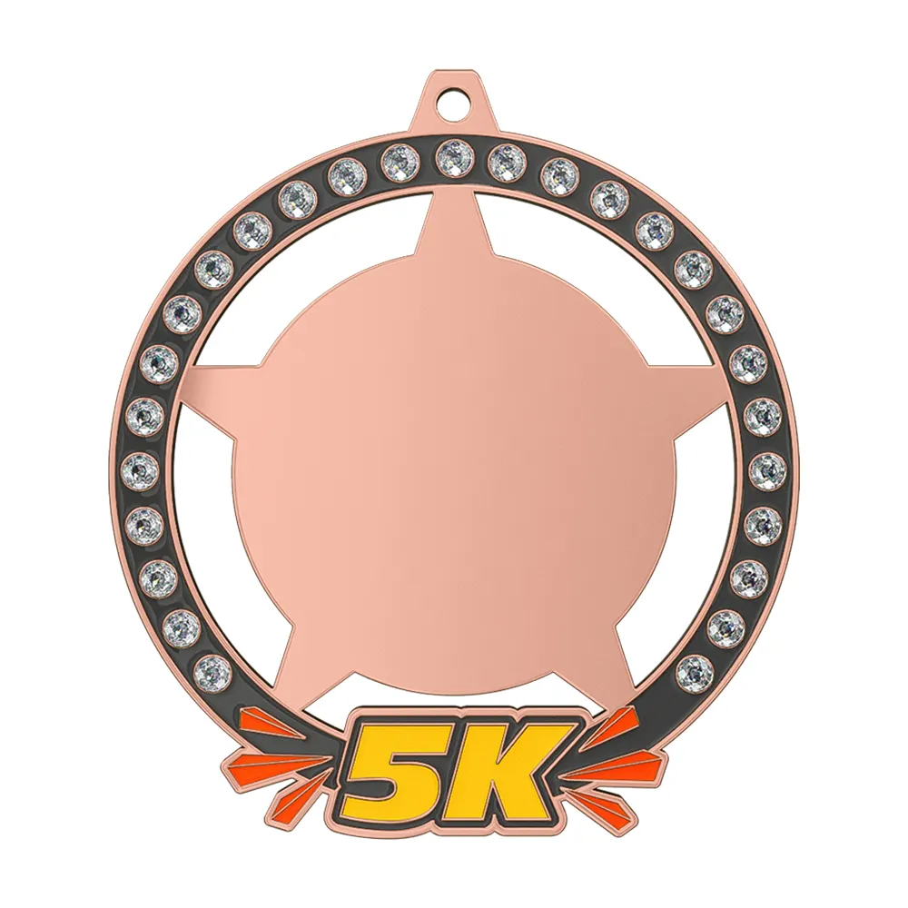 5K Medal with Rhinestones shiny copper 5K Medal with Rhinestones shiny copper
