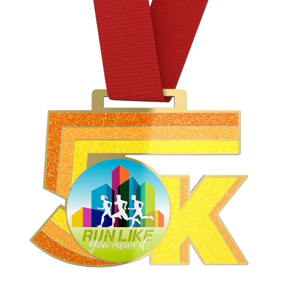 Custom 5K Race Medals with ribbon