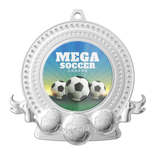 Custom Soccer Medal with Rhinestones