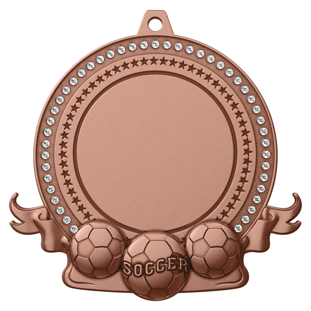 Custom Soccer Medal with Rhinestones antique copper