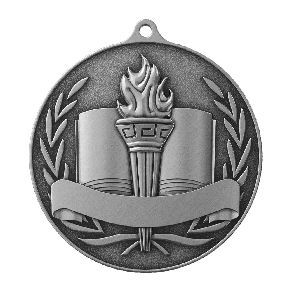 Book Banner Medal antique silver