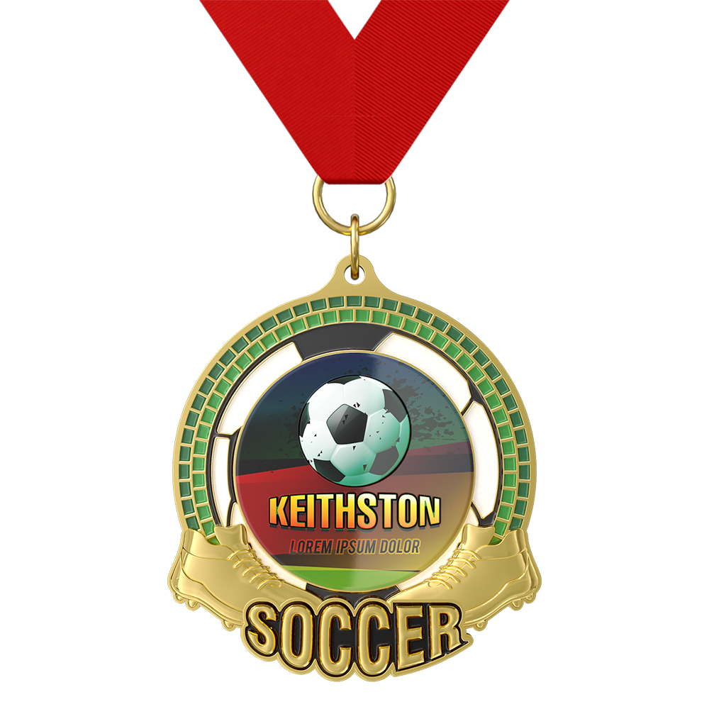 Customized high quality personalized football medals with ribbon