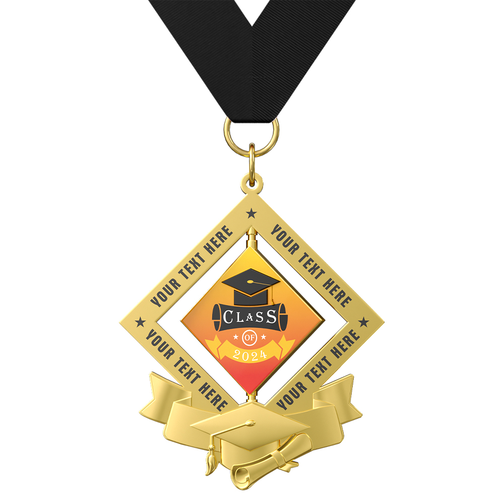 Rotating Honours Graduation Medal with ribbon Rotating Honours Graduation Medal with ribbon