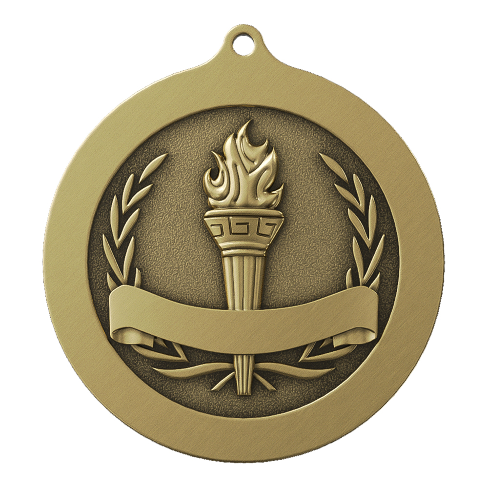 Torch Banner With Ring Medal antique gold