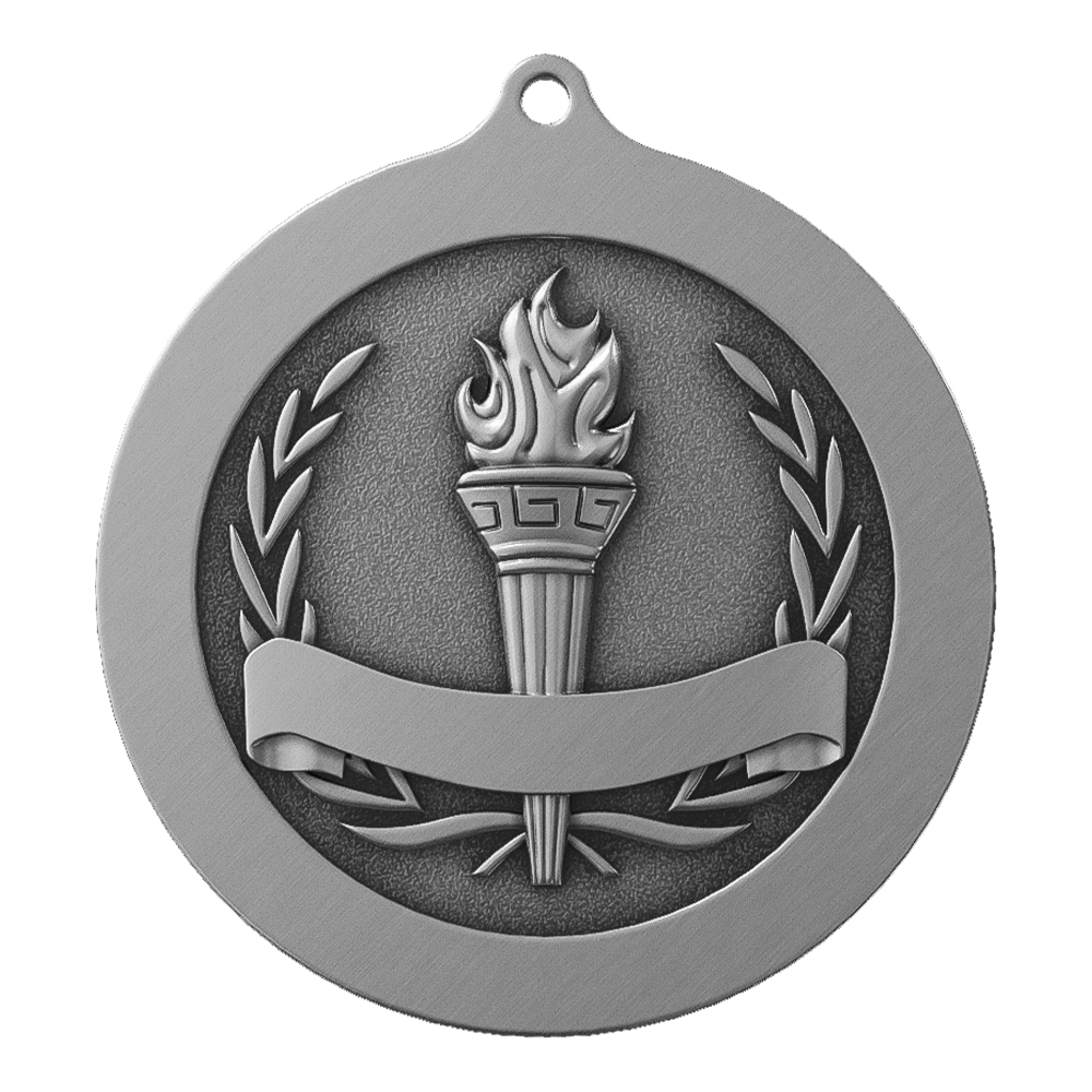 Torch Banner With Ring Medal antique silver