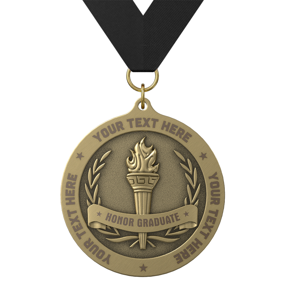 Torch Banner With Ring Medal with ribbon