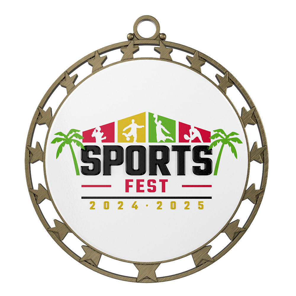 Custom Star Cut-out Medal front