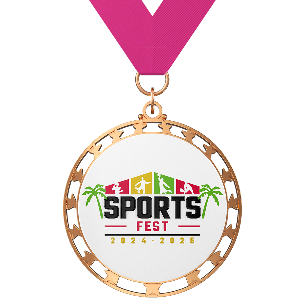 Custom Star Cut-out Medal with ribbon