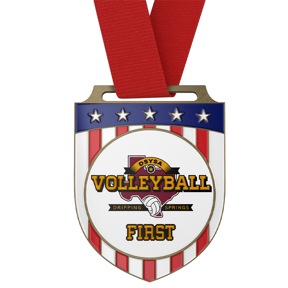 Shield Flag Volleyball Medals with ribbon Shield Flag Volleyball Medals with ribbon