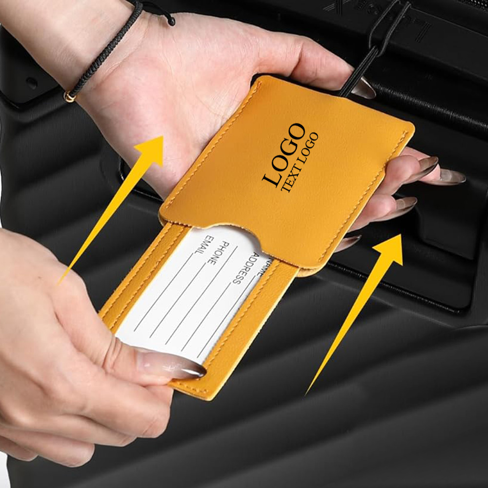 PU Leather Luggage Tag with Loop Strap