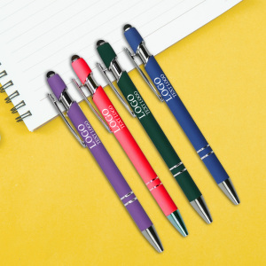 Personalized Rubber Black Stylus Ballpoint Pen