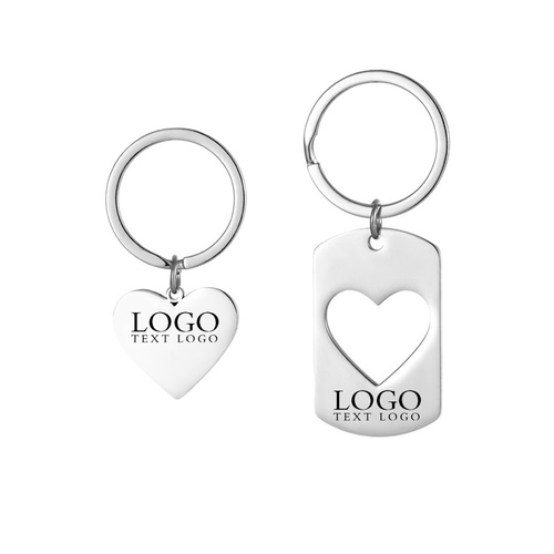 Couples Keychains with Heart Inlay