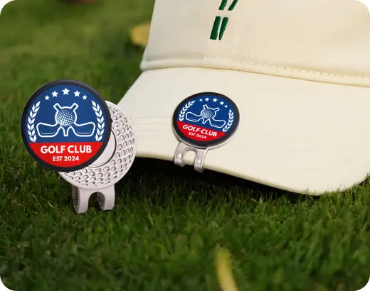 Golf club ball markers with hat clip